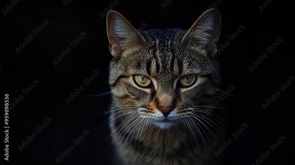 A close up of a cat's face in the dark A close up of a cat's face in the dark