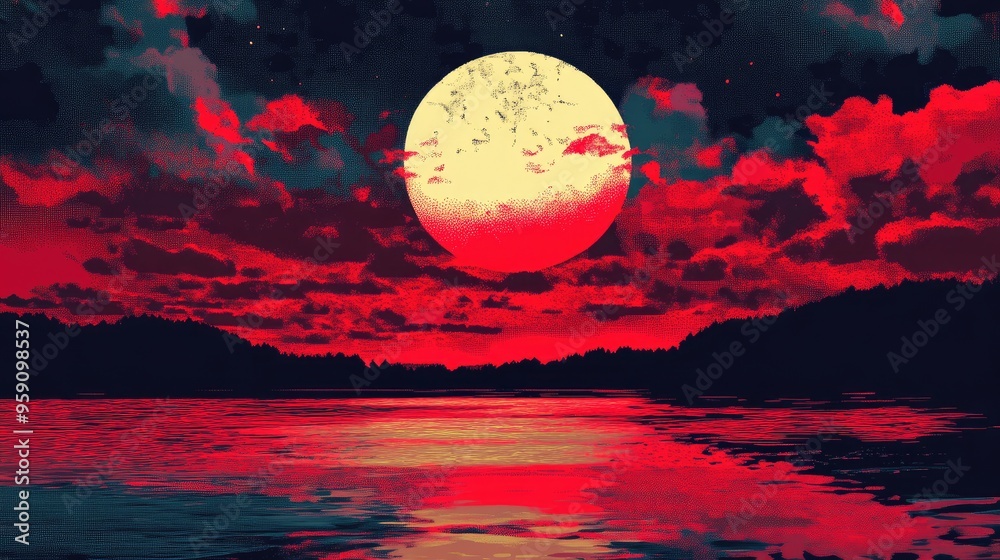 Fotografie Pop Art Sunset with Bold Colors