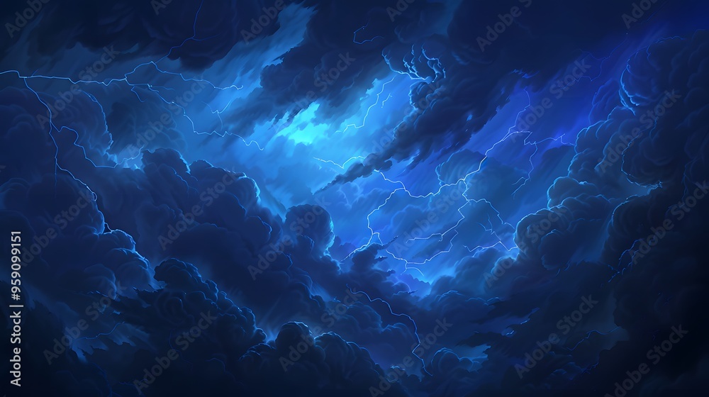 Dramatic Stormy Sky: A dramatic stormy sky with dark clouds and lightning bolts illuminating the scene.
Dramatic Stormy Sky: A dramatic stormy sky with dark clouds and lightning bolts illuminating the scene.