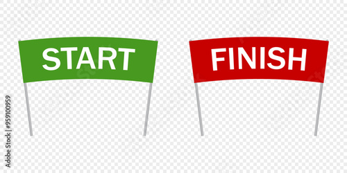 Start and finish flags, vector illustration