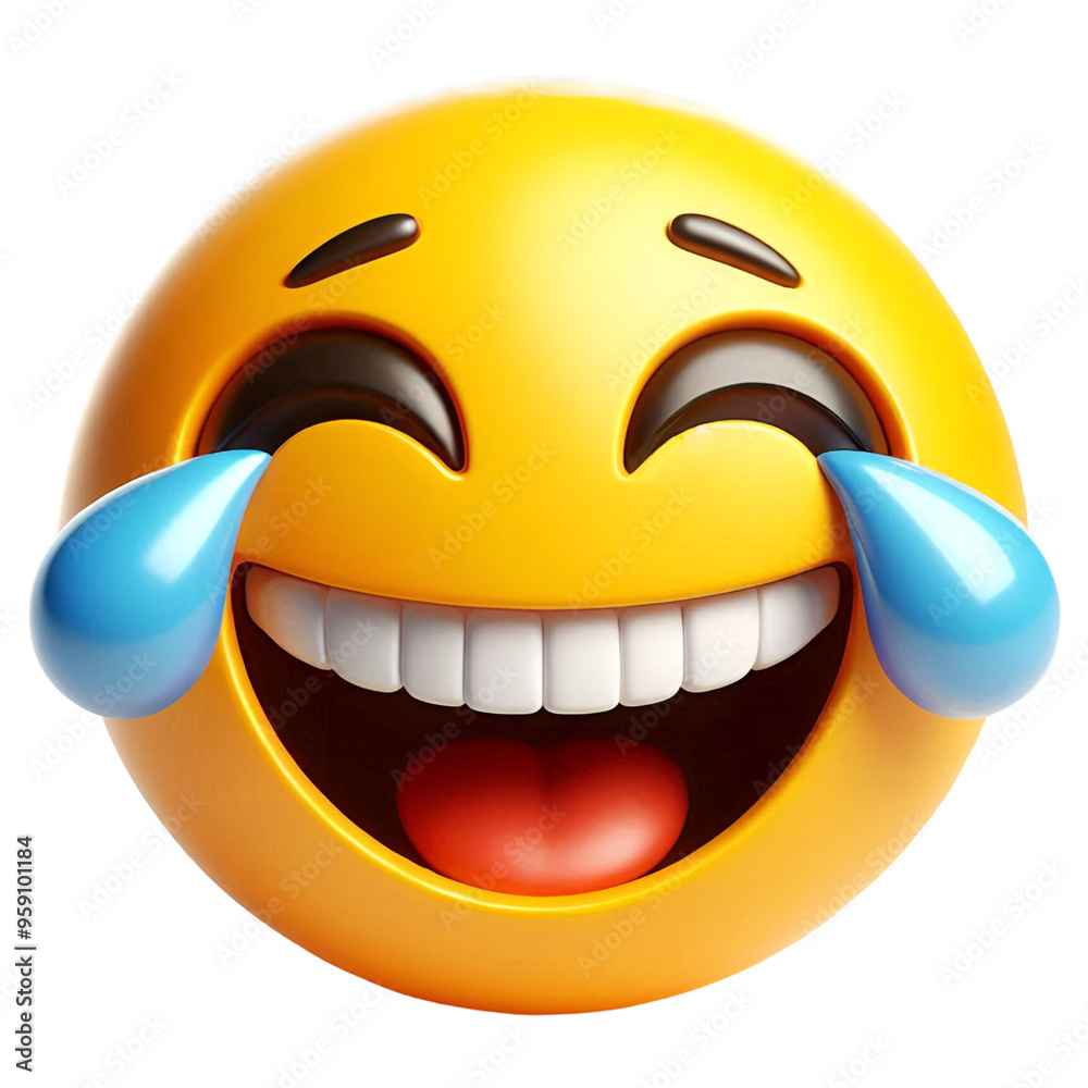3D emoji face with a laughing expression 3D emoji face with a laughing expression