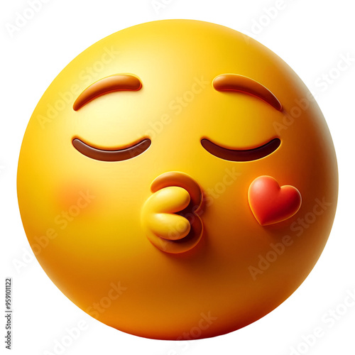 3D emoji face with a kissing   expression
