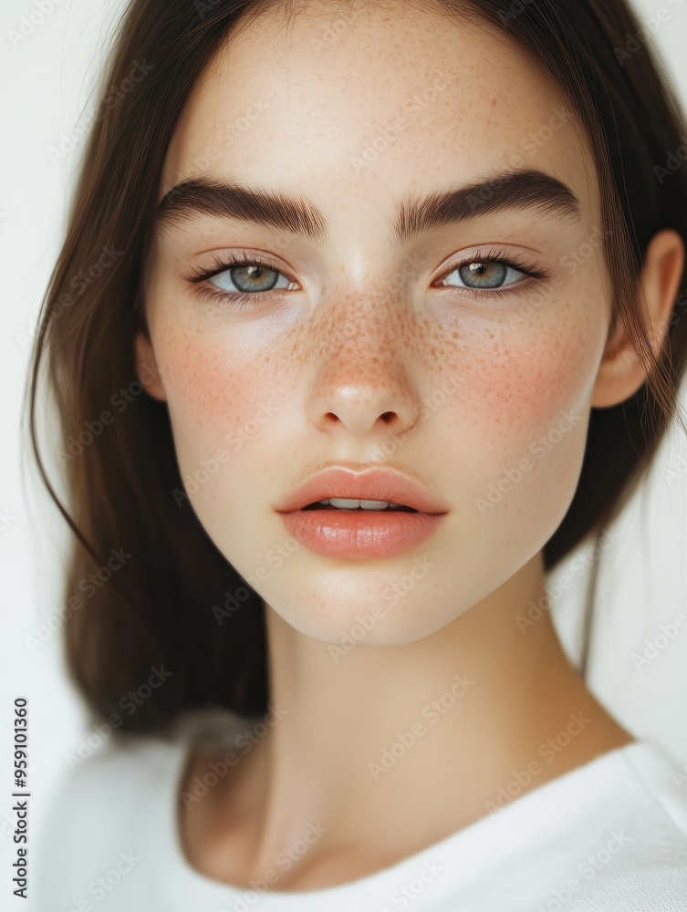 Portrait of Model Featuring Smooth Freckled Skin