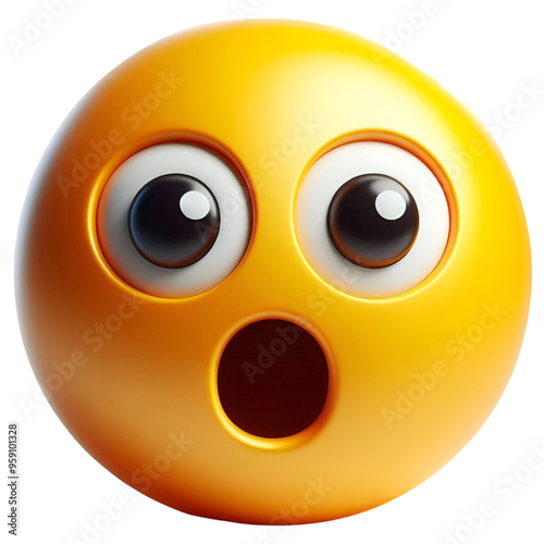 3D emoji face with a surprised expression 
