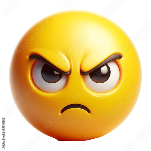 3D emoji face with an angry expression