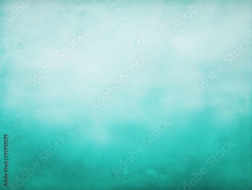 Turquoise and white gradient noisy grain background texture painted surface wall blank empty pattern with copy space for product design 