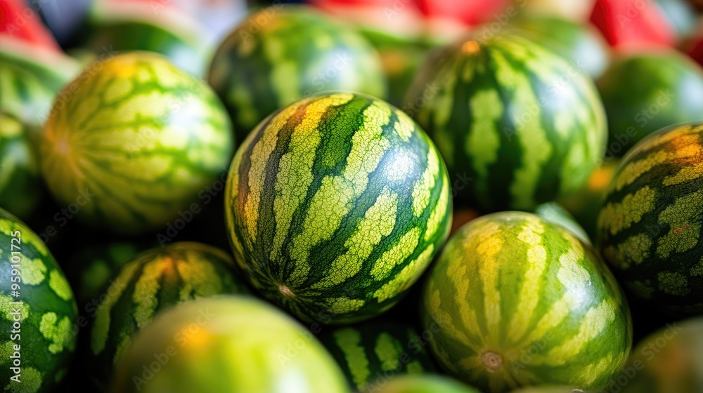 A Bountiful Pile of Ripe Watermelons A Bountiful Pile of Ripe Watermelons