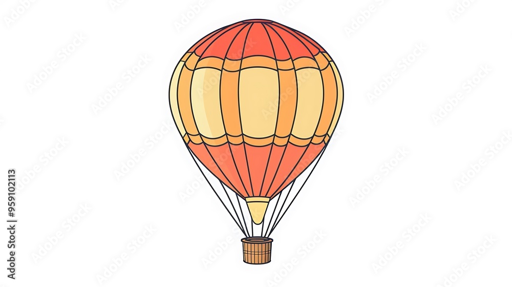 Obraz premium Clean line illustration of a hot air balloon, isolated on white background. 32k, full ultra HD, high resolution