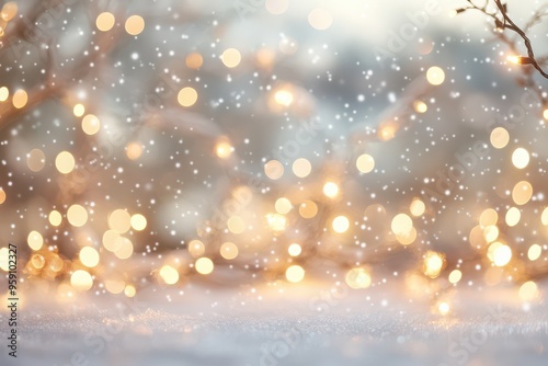Warm White Bokeh Lights in a Dreamy Christmas Scene