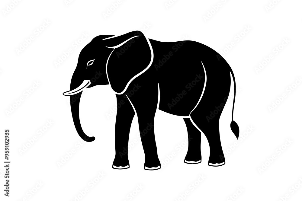 Fototapeta premium Elephant silhouette vector illustration, Elephant silhouette vector