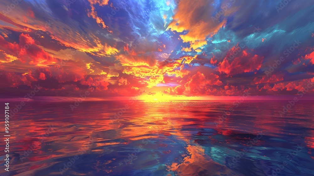 Sunset Over the Ocean: A breathtaking sunset over the ocean, with the sky painted in vibrant colors reflecting on the water.
Sunset Over the Ocean: A breathtaking sunset over the ocean, with the sky painted in vibrant colors reflecting on the water.