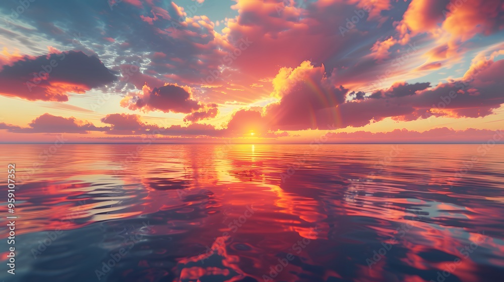 Sunset Over the Ocean: A breathtaking sunset over the ocean, with the sky painted in vibrant colors reflecting on the water.
Sunset Over the Ocean: A breathtaking sunset over the ocean, with the sky painted in vibrant colors reflecting on the water.