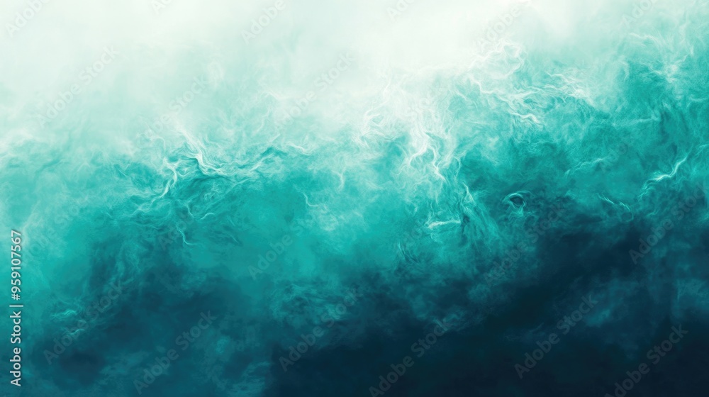 Obraz premium Emerald Green Water Color. Abstract Gradient teal white blue background for your graphic design
