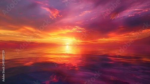 Sunset Over the Ocean: A breathtaking sunset over the ocean, with the sky painted in vibrant colors reflecting on the water.
