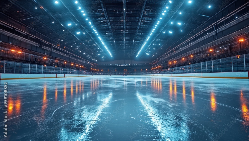 Empty Ice Rink under Bright Lights Empty Ice Rink under Bright Lights