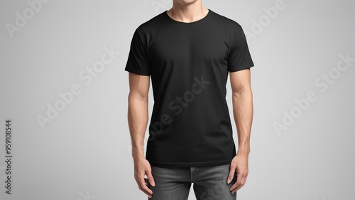 A Man In Black T-Shirt Mockup