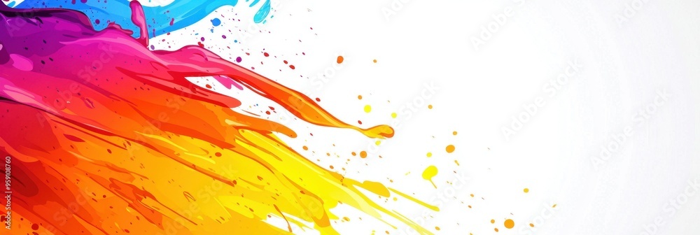 Colorful background with abstract shapes and splashes, white backdrop for design elements Colorful banner template for advertising, promotion, or party Generative AI Colorful background with abstract shapes and splashes, white backdrop for design elements Colorful banner template for advertising, promotion, or party Generative AI