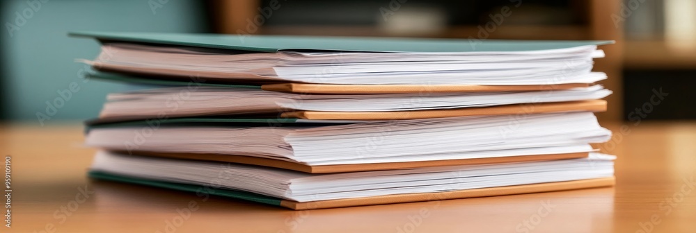 A stack of papers in a binder symbolizing planning, organization, strategy, progress, and success. A stack of papers in a binder symbolizing planning, organization, strategy, progress, and success.