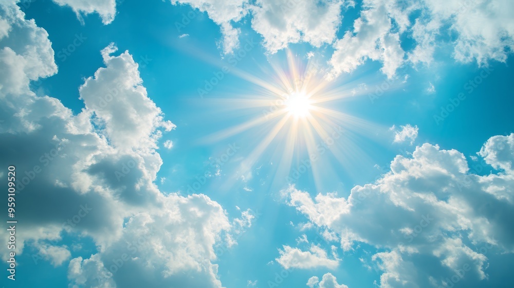 On a beautiful summer day, fluffy clouds drift in a clear blue sky as sunlight streams down, creating a serene atmosphere that invites tranquility and joy, uplifting the spirits of all who pause On a beautiful summer day, fluffy clouds drift in a clear blue sky as sunlight streams down, creating a serene atmosphere that invites tranquility and joy, uplifting the spirits of all who pause