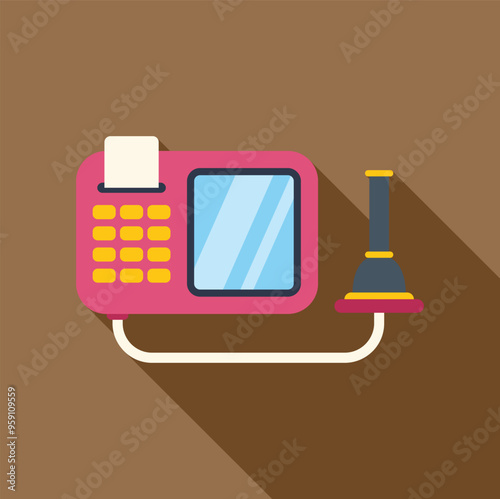 Pink point of sale terminal accepting a contactless payment with a card or smartphone using nfc technology