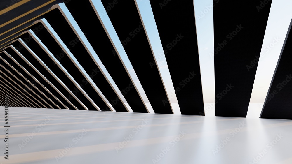 Naklejka premium Abstract architecture background geometric wall in interior 3d render