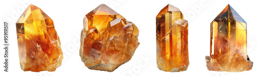 Imperial topaz isolated on transparent background, set of