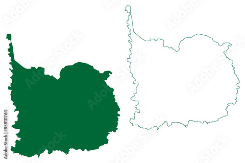 Araria district (Bihar State, Purnia division, Republic of India) map vector illustration, scribble sketch Araria map