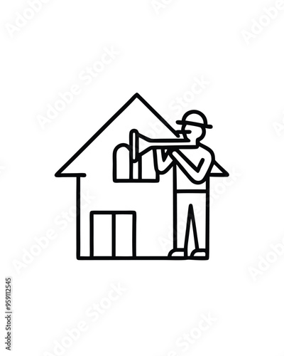 Editable stroke vector of a trumpeter playing jazz. photo