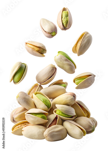 Wallpaper Mural Falling pistachio nuts isolated on a transparent background. Perfect for healthy snacks, food, and nutrition-related visuals or designs. Torontodigital.ca