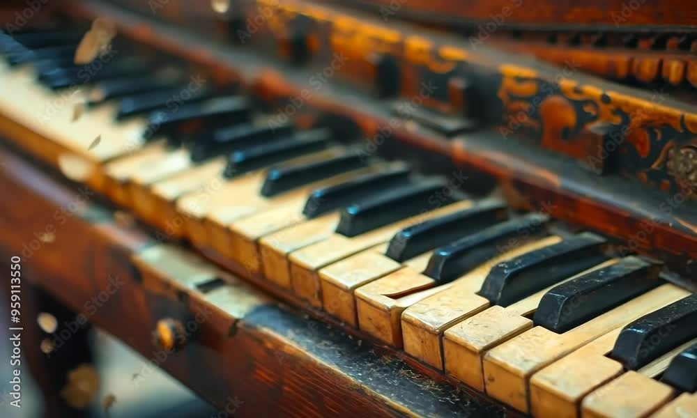 A musical instrument, its strings or keys waiting to be played and filled with music. Video A musical instrument, its strings or keys waiting to be played and filled with music. Video