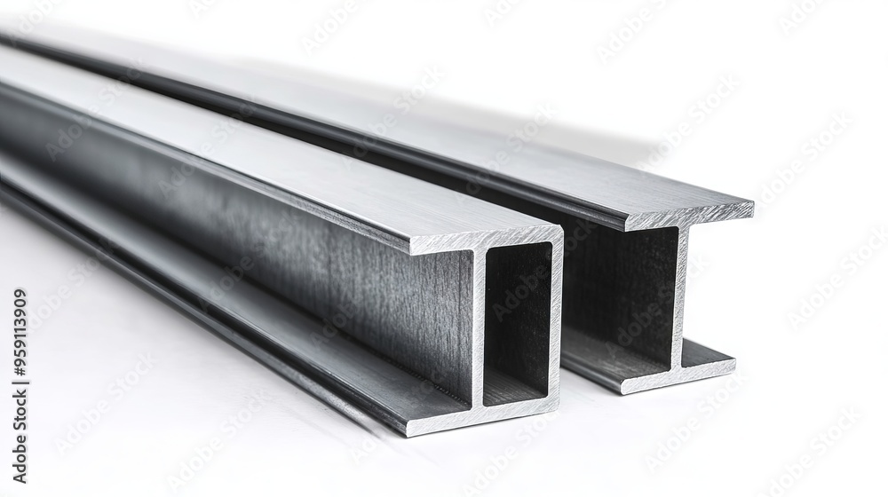 A pair of stainless steel rectangular bars on a white background A pair of stainless steel rectangular bars on a white background