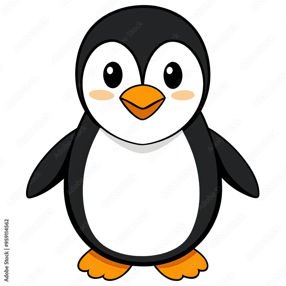 Obraz premium A Cartoon Penguin Isolated On A White Background