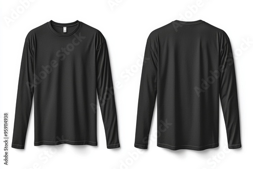 Black long sleeve tshirt mockup isolated created with Generative AI