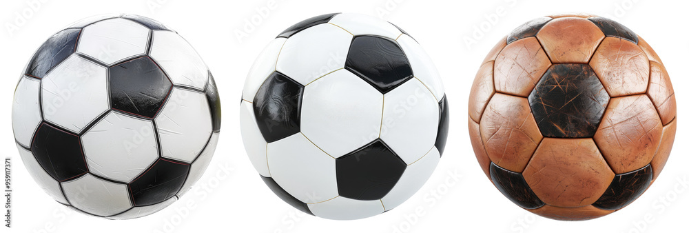 Football isolated on transparent background, set of Football isolated on transparent background, set of