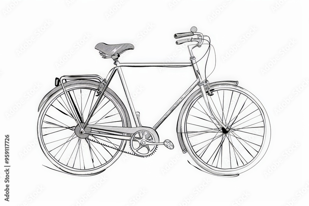 A simple white line drawing of a bicycle with wheels, frame, and handlebars outlined in clean, minimalist lines. The drawing captures the essence of the bike with simplicity and style. A simple white line drawing of a bicycle with wheels, frame, and handlebars outlined in clean, minimalist lines. The drawing captures the essence of the bike with simplicity and style.