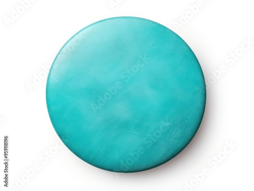 Turquoise round big circle isolated on white background, flat lay