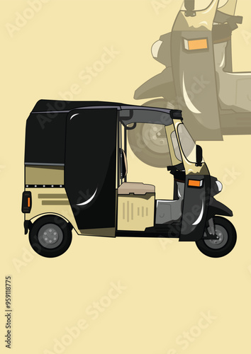 Indian rickshaw vector icon illustration 