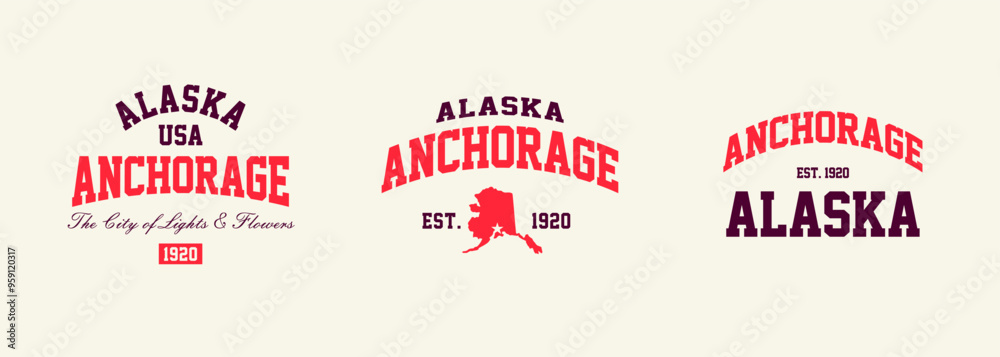 Set t-shirt stamps graphic, Alaska logo travel wear typography emblem Anchorage vintage tee print, sport apparel design shirt graphic print Set t-shirt stamps graphic, Alaska logo travel wear typography emblem Anchorage vintage tee print, sport apparel design shirt graphic print