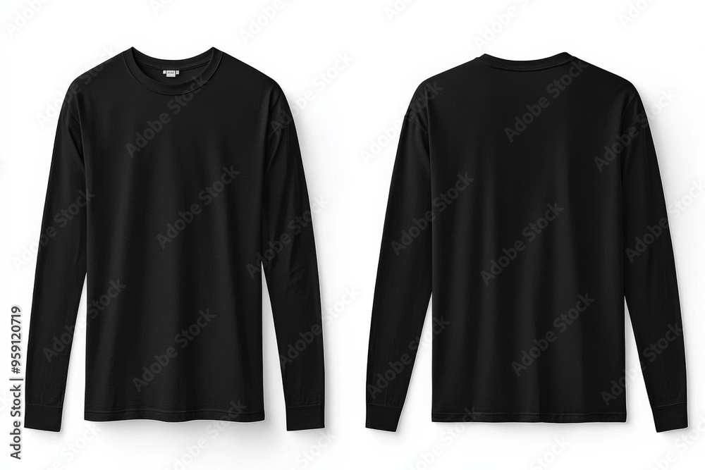Black long sleeve tshirt mockup isolated created with Generative AI Black long sleeve tshirt mockup isolated created with Generative AI