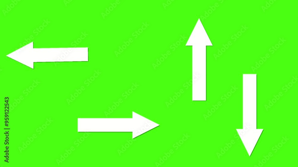 four white Arrows animation on a green screen transparent background, 4k resolution of animated arrows Arrow animation on chroma key four white Arrows animation on a green screen transparent background, 4k resolution of animated arrows Arrow animation on chroma key