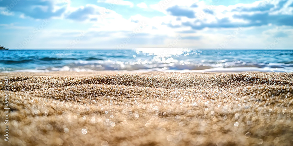 Close-up sand against the background of the sea Close-up sand against the background of the sea