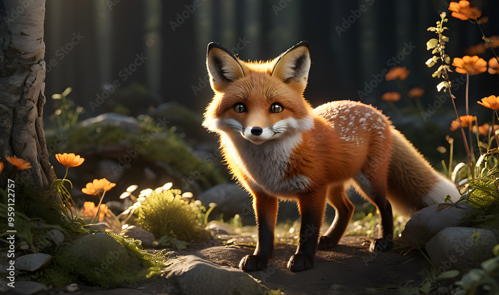 Fototapeta premium Red fox in the forest
