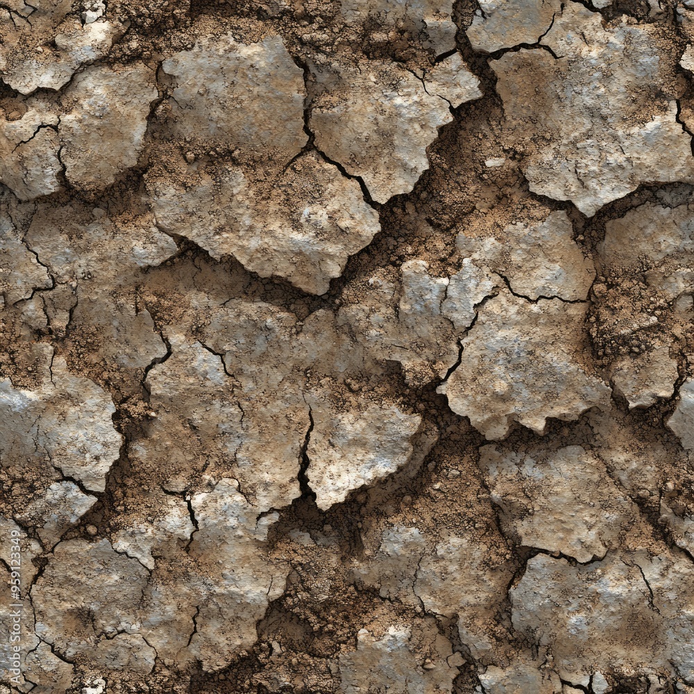 Naklejka premium Seamless Soil Textures. Dry Clay Soil Background for Repeatable Design