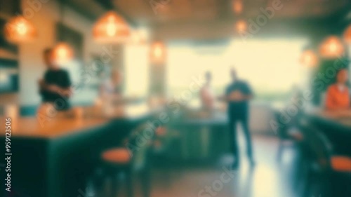 Wallpaper Mural Clients are relaxing in a cozy cafe or restaurant, defocused video. Torontodigital.ca