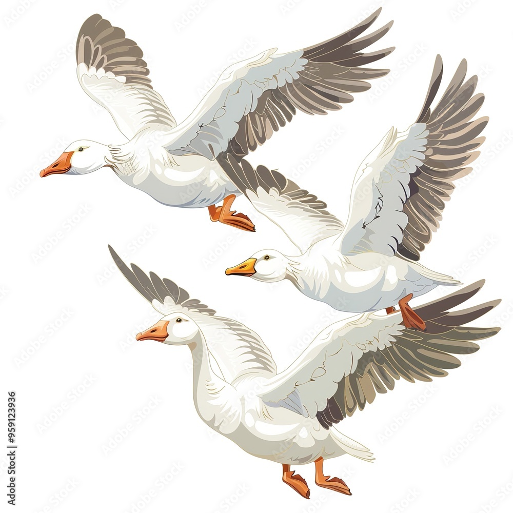 Obraz premium Geese Wind animal cartoon isolated whitebackground