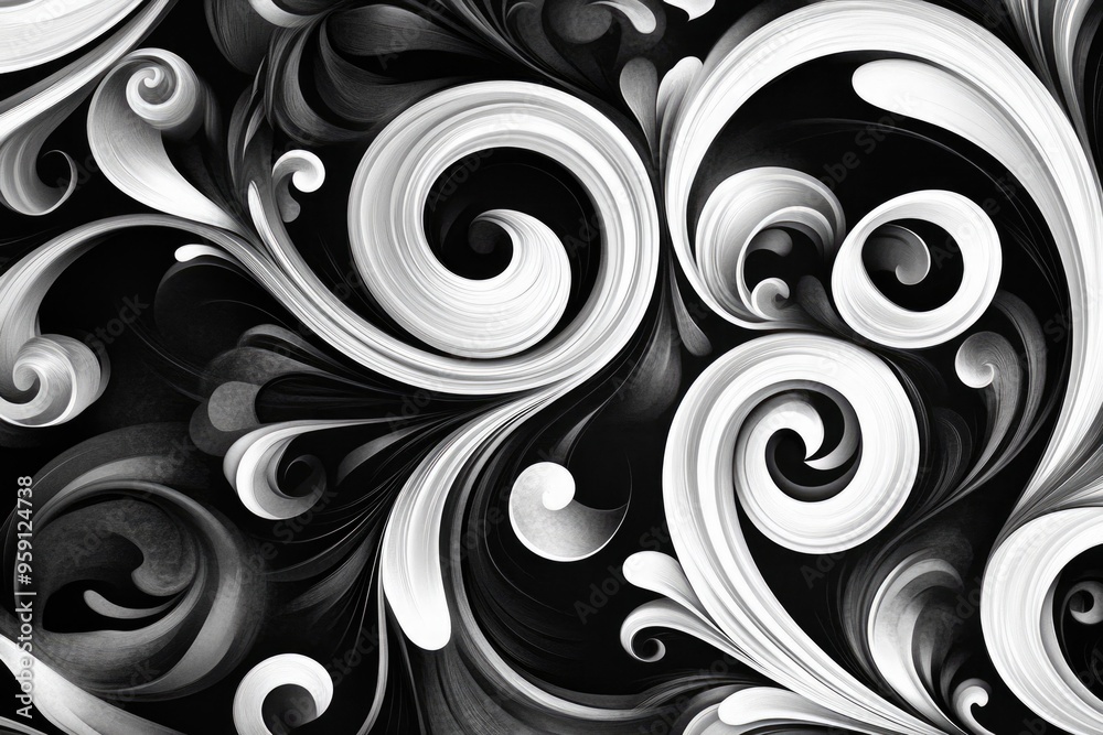 Black And White Swirls. Abstract Wave Swirl Curl Background Illustration Black And White Swirls. Abstract Wave Swirl Curl Background Illustration