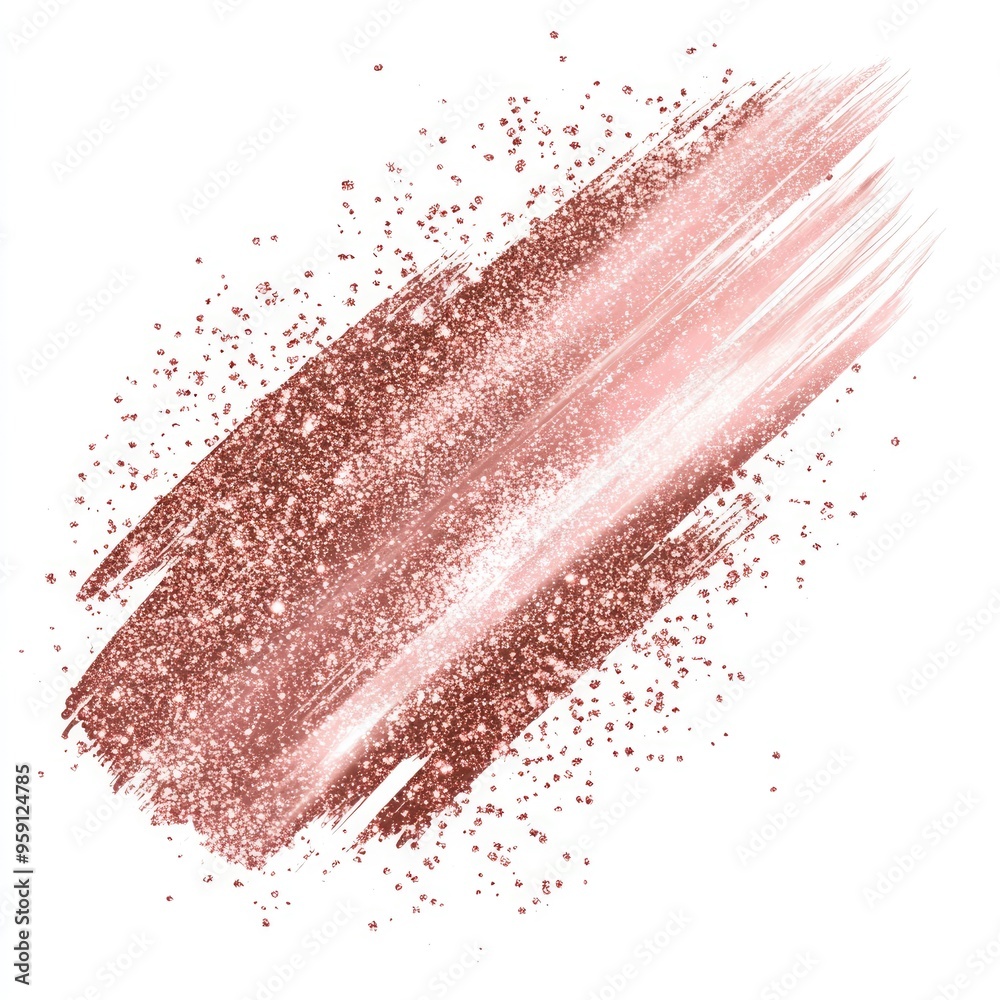 Brushed Rose Gold Glitter Hand-Drawn Clip Art with Sparkling Sprinkle Effect