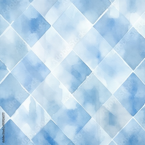 Vintage blue checkered watercolor background