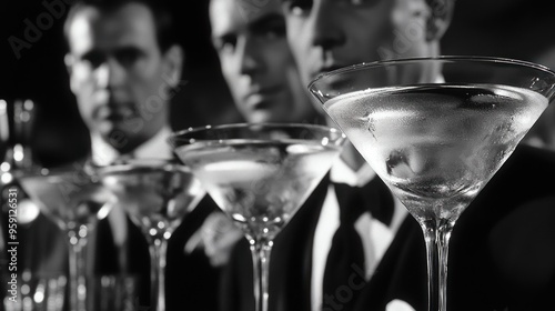 Martini Glasses and Men in Suits