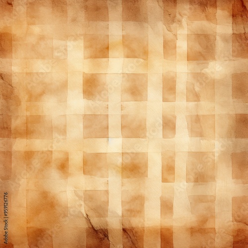 Vintage brown checkered watercolor background